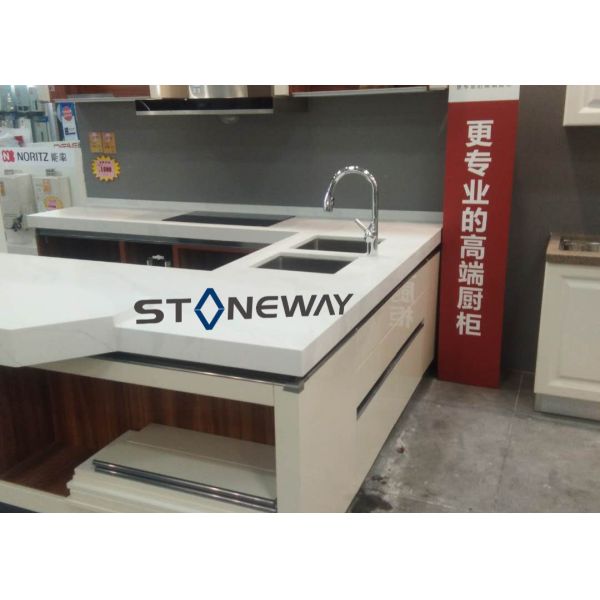 Heat Resistance Solid White Quartz Countertops , Engineered Quartz Tile