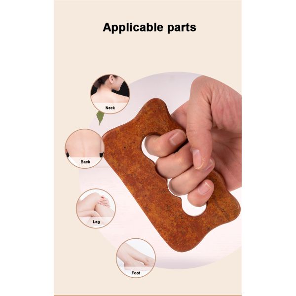 Natural Red Bian Stone Scraping Board Full-body Massage Gua Sha Tool for Manual Body Muscle Relaxation and Stress Relief