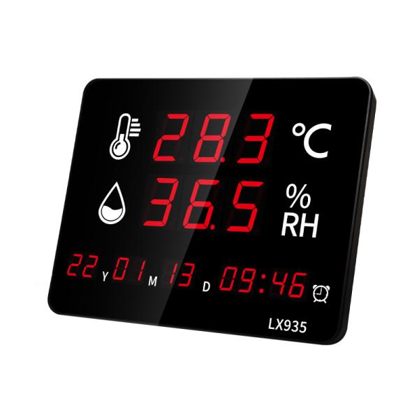 Digital Thermometer Temperature and Humidity Meter Home Clock Wall Mounted Alarm LED Display With Probe Industrial Large Screen
