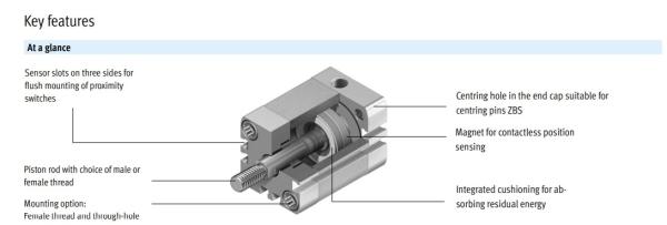 Compact air cylinder, double-acting   ADN-20-40-I-P-A-Q   536233