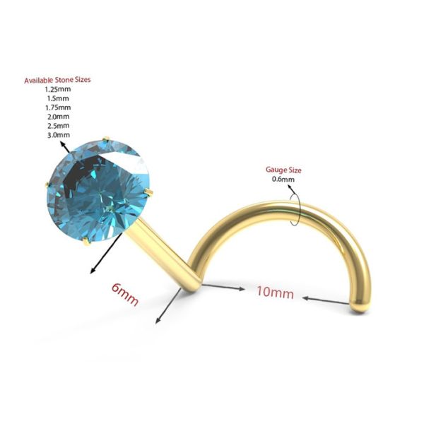 Perforation de nez d'or de la vis 18K avec 1.5mm-3mm Garnet Stone naturel