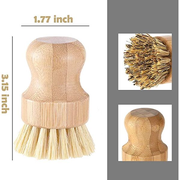 Портативное естественное бамбуковое блюдо 3.2inch Scrub гибкость набора щетки 2pcs большая