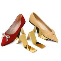 Exhibidor de metal dorado para mostrador, 16 cm, zapatero para tienda minorista