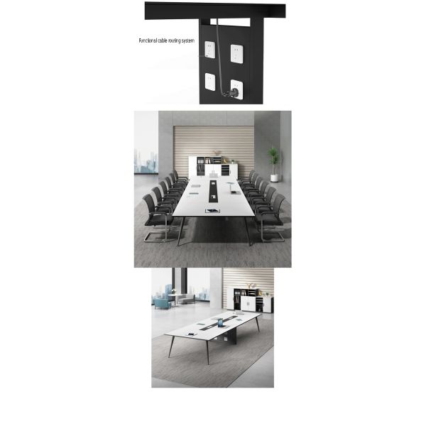 Офисная мебель из твердого дерева на заказ Роскошный белый конференц-зал Современный зал заседаний Стол 10