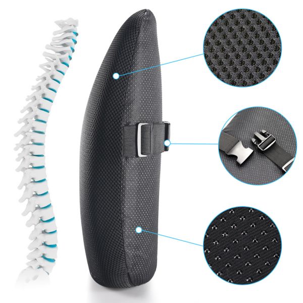 Polyester / Cotton Memory Foam Office Chair Cushion Lumbar Support Pillow for Adults