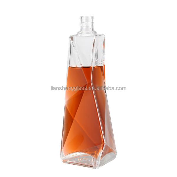 Garrafa de vidro para Gin Vodka Whisky Tequila Liquor com rolha Cor de garrafa personalizada