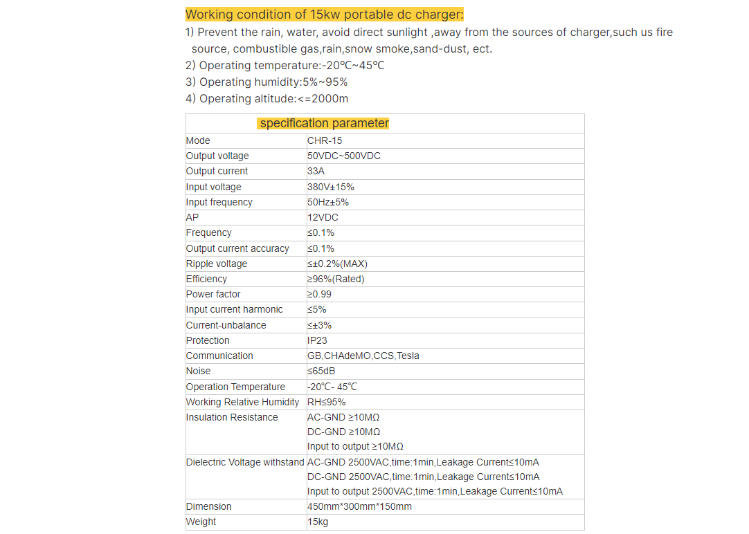 15 кВт портативный зарядное устройство для электромобилей беспроводная станция мобильной зарядки электрического транспорта 1000 В