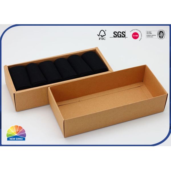 1c Print Rectangle Kraft Gift Box For Cotton Socks Packaging