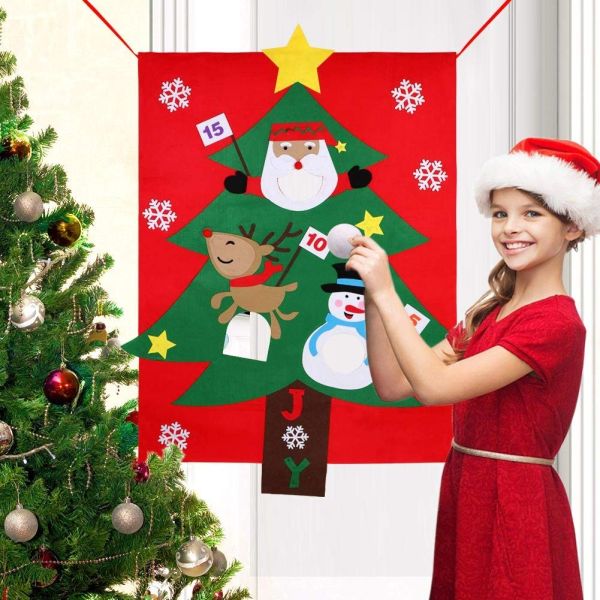 Eco - Friendly Christmas Party Crafts Felt Bean Bag Toss Games With 3 Snowballs