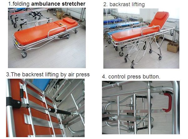 Waterproof Foldable Automatic Loading Stretcher Aluminum Alloy Emergency Stretcher (ALS-S005)