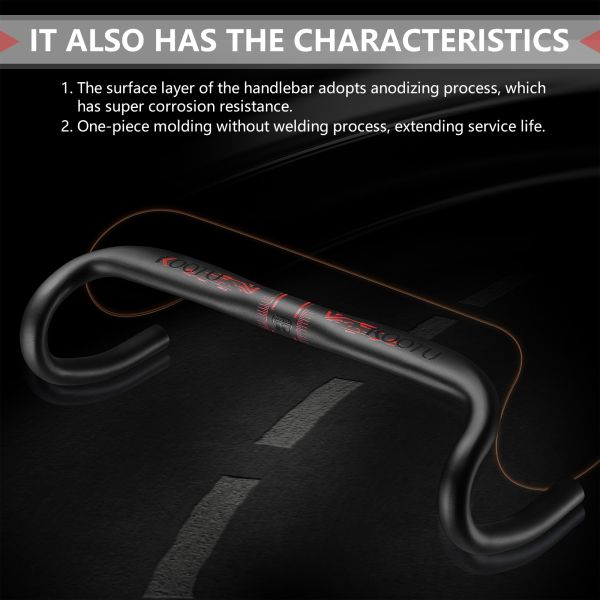 Aluminum Alloy Road Bike Handlebar 31.8 X 440mm CE certificate