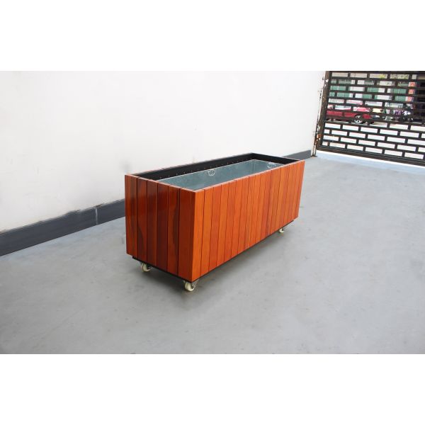 Водонепроницаемые открытые большие плантаторы, стальные и плоские деревянные квадратные цветочные горшки