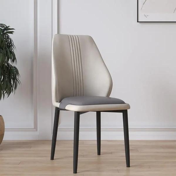 Modern Upholstered Dining Chair Synthetic Leather Metal Legs