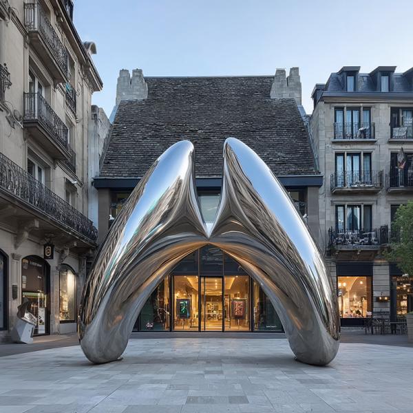 Mirror Reflective Stainless Steel Abstract Sculpture Mall Art Installation