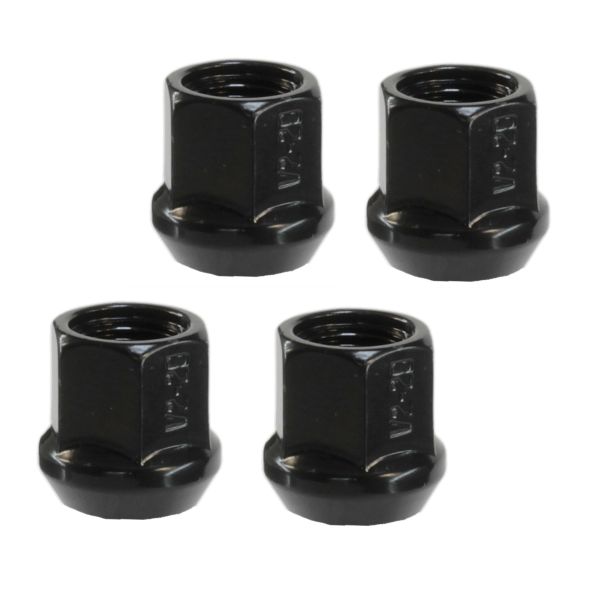 Black Steel Acorn Lug Nuts / Chrome Wheel Nuts 1/2