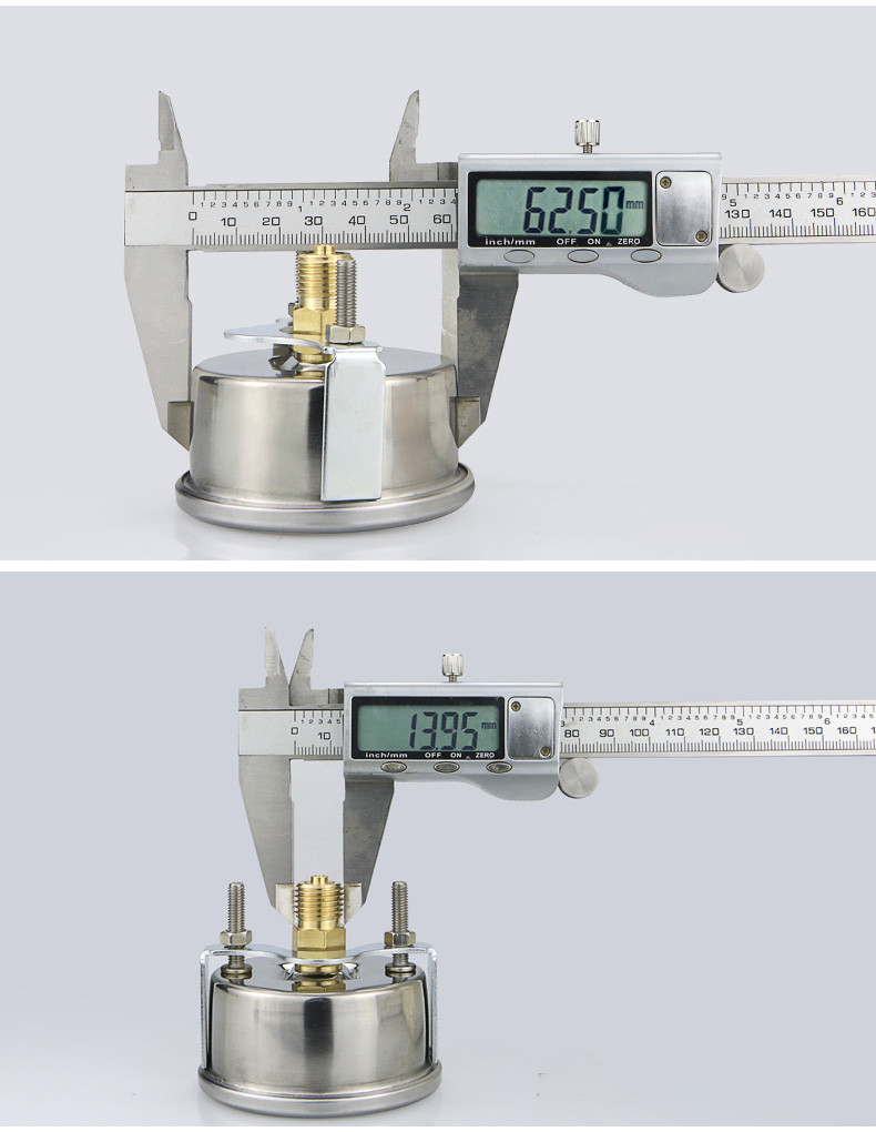 60mm 60bar 304SS Back Threaded Connection Manometer Bourdon Tube Clamp-On Pressure Gauges