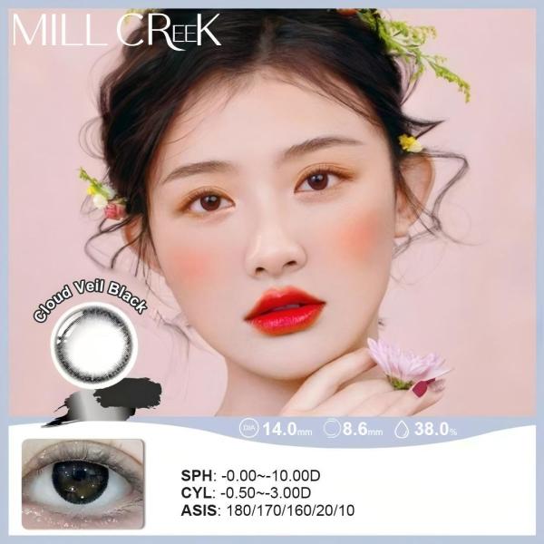 Contactos de prescripción de color Tórico Negro de 14,0 mm de diámetro Hidrogel con protección UV