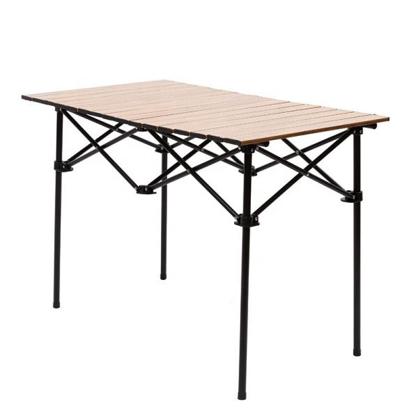 6kg Aluminum Folding Camping Table 120x60cm Wood Grain
