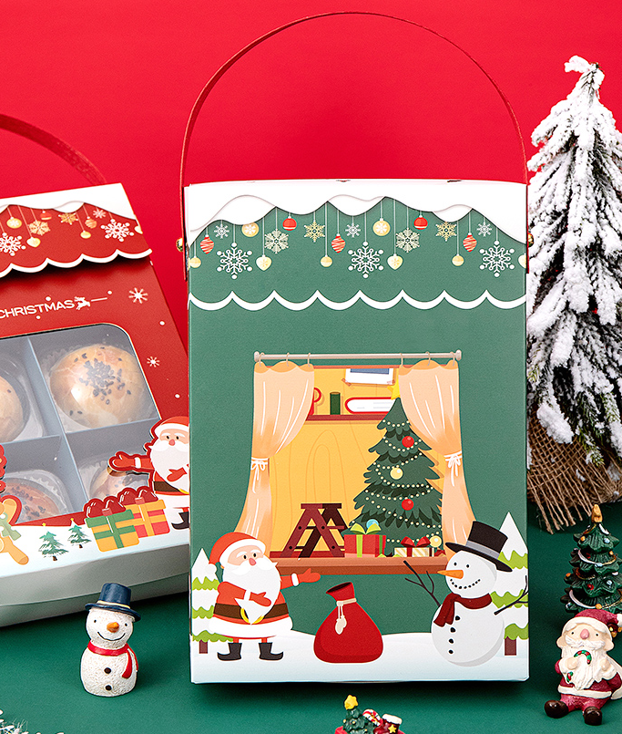 Kraft Paper Food Gift Paper Box , Christmas Decorative Gift Boxes With Window