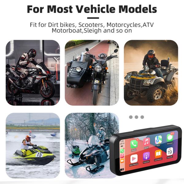 Écran portable IPX8 imperméable à l'eau pour motocycle GPS avec type-c carplay de puissance pour motocycle