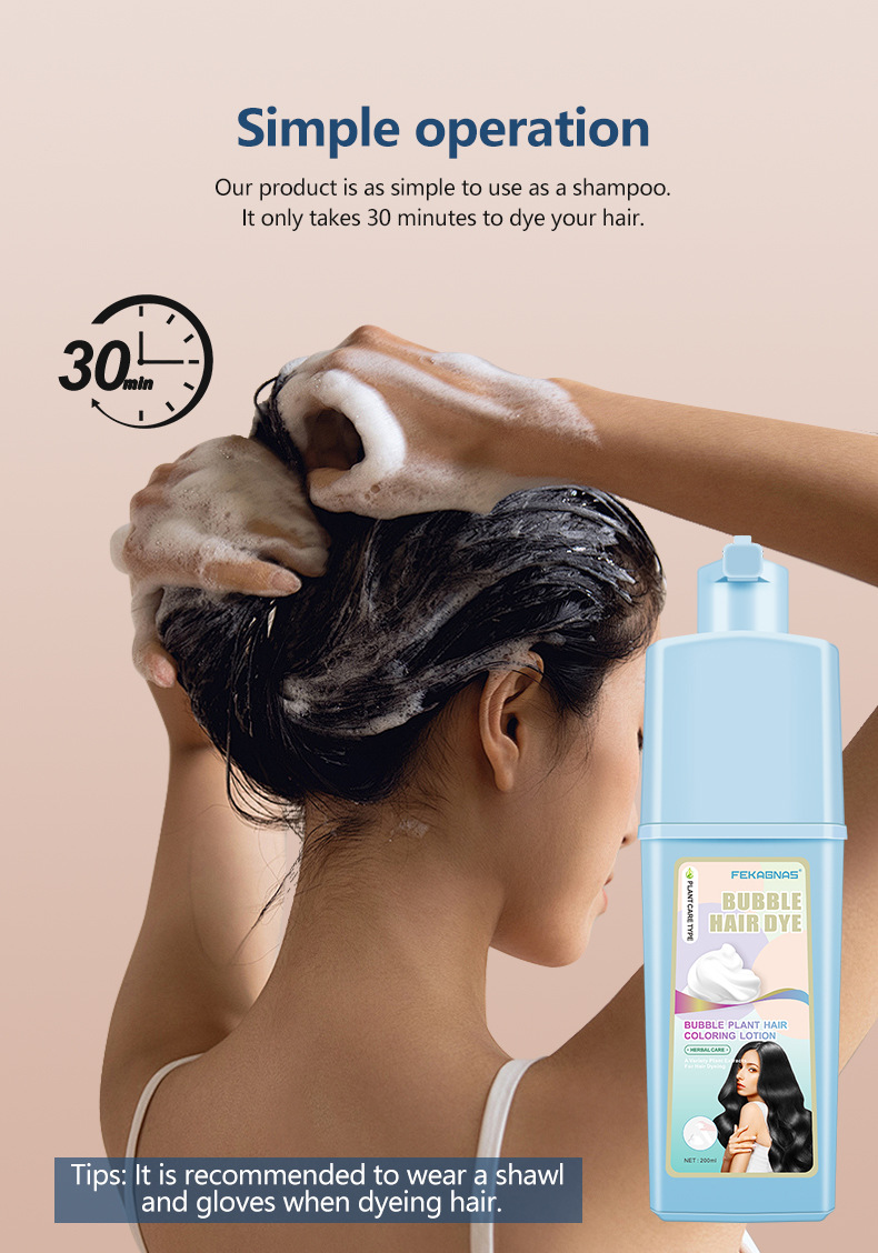 Shampoo colorant capillaire noir rapide 3 en 1 pour des cheveux naturels et sains