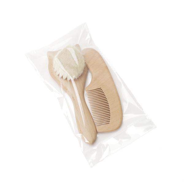 Baby Hair Brush Goat Wood Toddler Bath Brush And Comb Kit