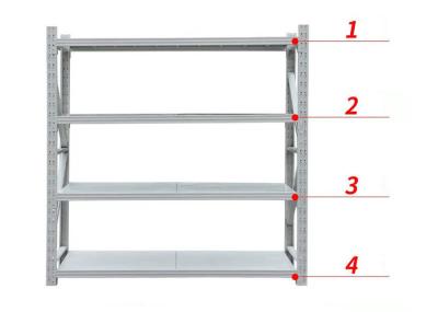Powder Coated 24kg Metal 4 Tier Shelf Medium Duty For Warehouse Storage