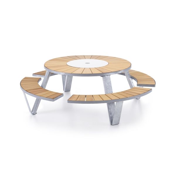 High End D1800*H780mm Round Picnic Table Set With Cushion