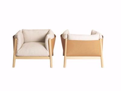 Lounge Room Modern Upholstered Sofa For Leisure Fabric Wooden Legs SGS