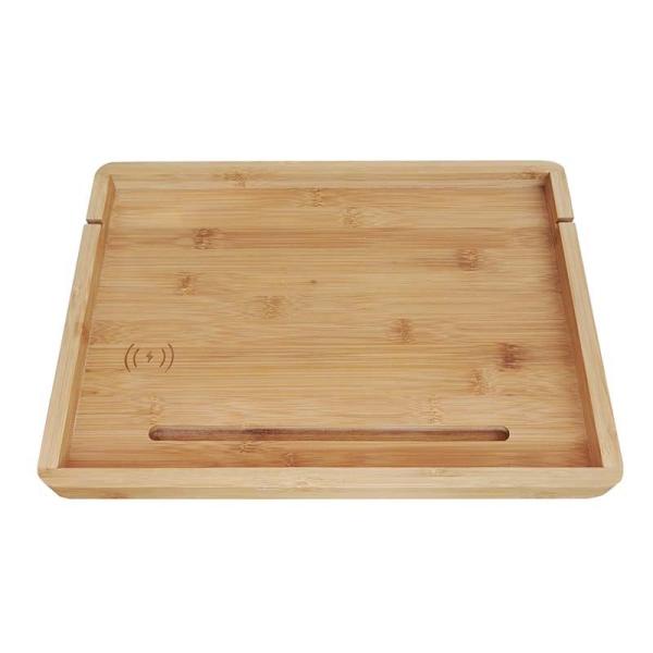 Prateleira de cama de bambu sustentável com porta-tabletas para telefones móveis 38x26x2,5cm Design