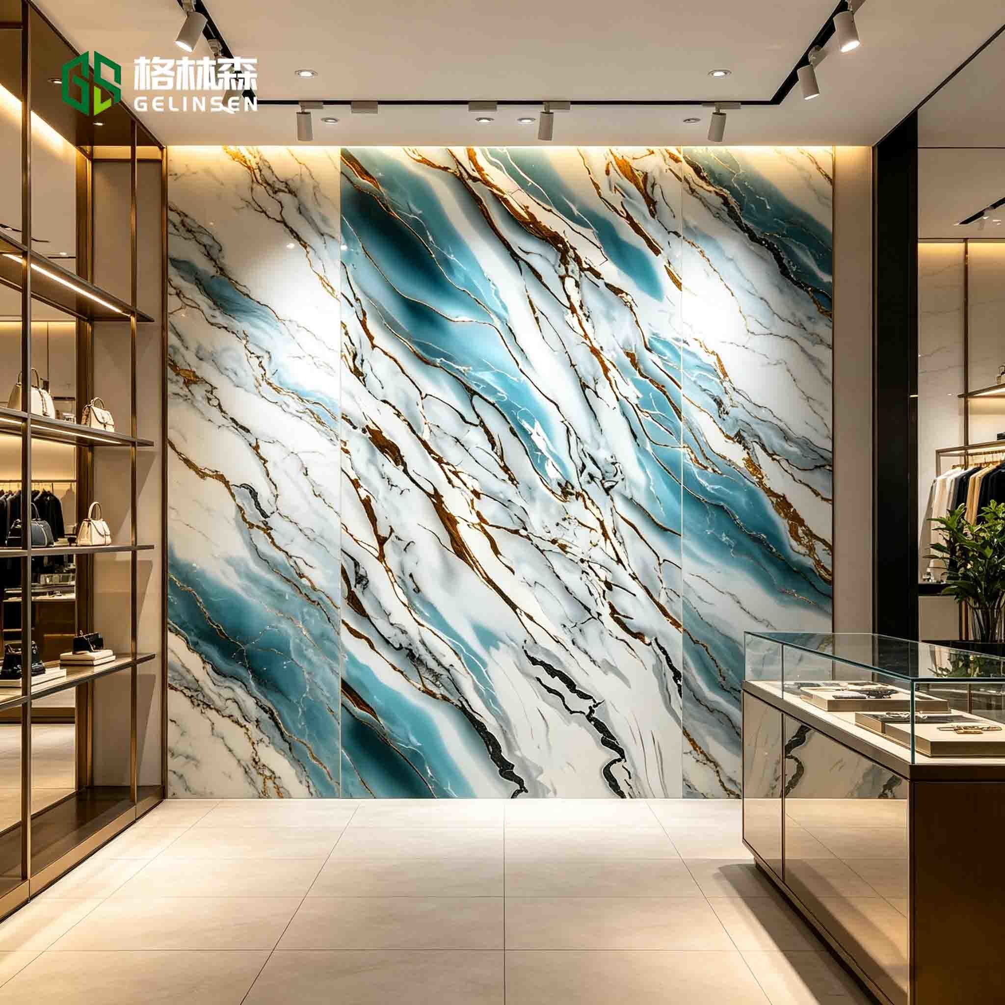 Gilded UV Marble Sheet PVC Substrate Decorative Wall Panel Simulated Stone Texture for Shops