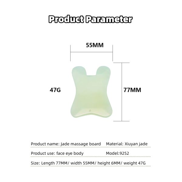 2024 Natural U Shape Xiuyan Jade Gua Sha Scraping Massage Board for Full-body Massage Facial Massager Skin Beauty Tool