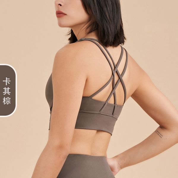 Двухстороннее расчесываемое крестовое спинное спортивное белье устойчивое к ударам подтяжка йога спортивное бра фитнес-костюм