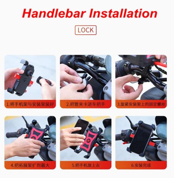 180g PDA Motorcycle Iphone Holder , 360degree Double Usb Motorbike Mobile Phone Holder