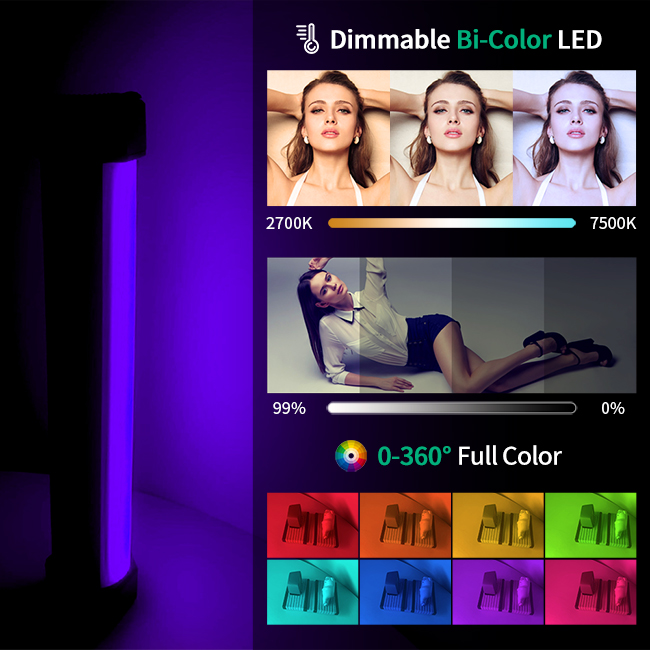 Карман носит изменение цвета 6w привел набор Rgb полного цвета света 2700k 7500k трубки на открытом воздухе видео- освещая
