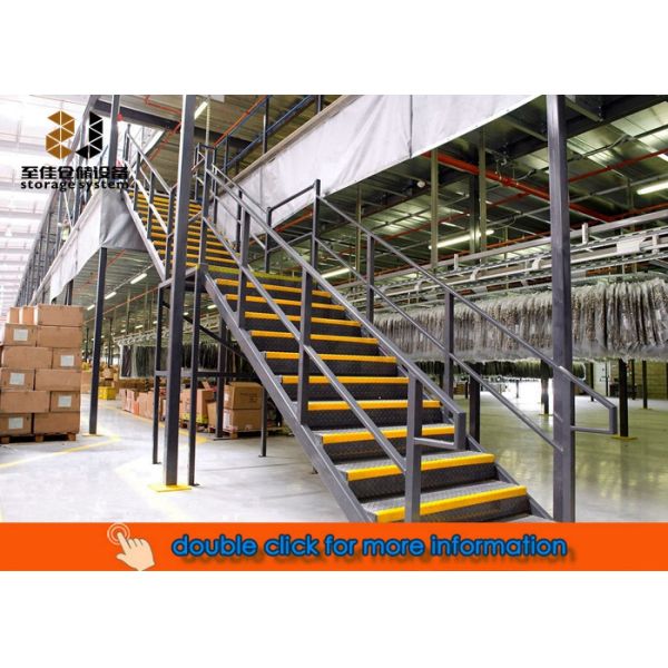 Epoxy Powder Coated Industrial Mezzanine Floors 2 Layer Storage Warehouse Racking