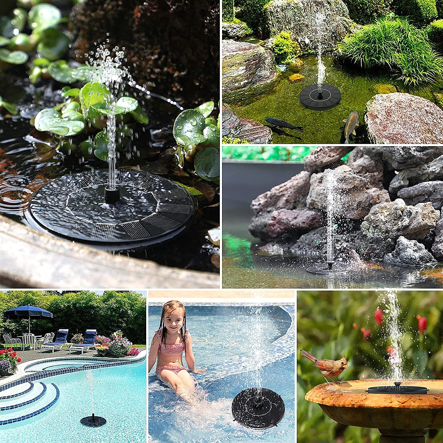 Солнечный фонтан Birdbath водяной помпы на открытом воздухе с моча насосом погружающийся