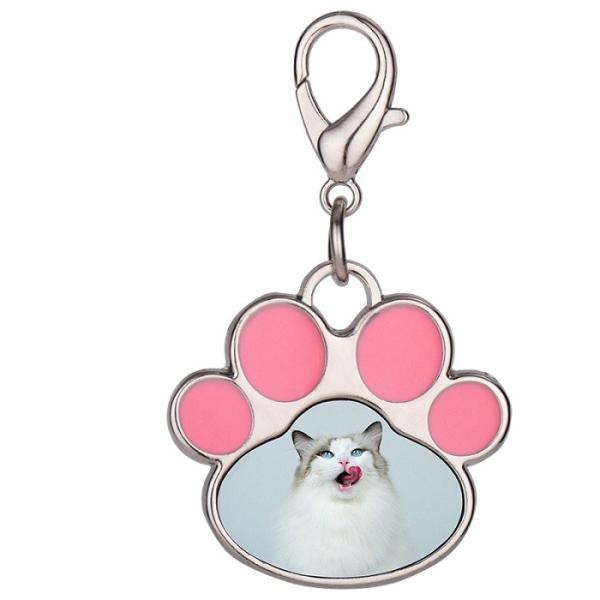 猫の爪形 サブライメーション メタル ペットタグ DIY カスタム ドッグタグペンダント