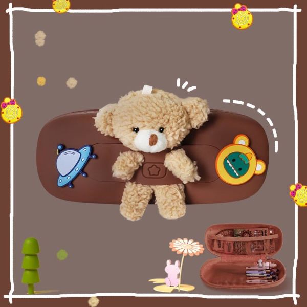 Cute Bear Durable Silicone Pencil Bag Holder For School Supplies Christmas Gift Pencil Pouch Bag Pen Holder Kids Gifts