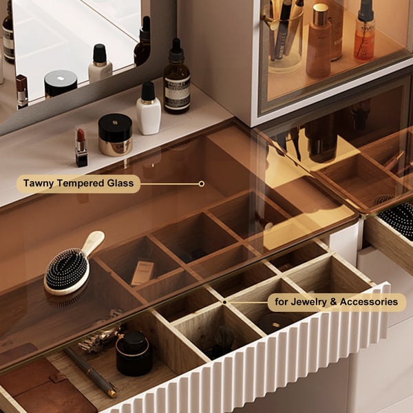 Modern Furniture Wood Vanity Dressing Table Makeup Mirror With Drawers