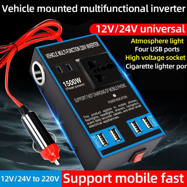 Modified Sine Wave Output 150W-200W Hybrid Grid Inverter DC 12V to AC 110V Inverter with Dual USB Ports and Type C