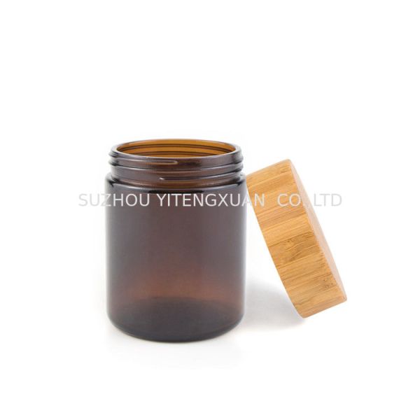 1 - 8 Oz Amber Glass Jars , Round Amber Glass Cosmetic Jars With Metal / Plastic Caps