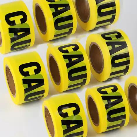Plastic Barrier Tape  Custom Printed Logo Yellow Caution Tape PE Waterproof Non-Adhesive Tape  for Warning