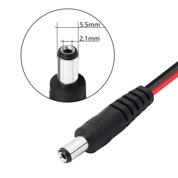 2.1mmx5.5 mm 12V DC Male Jack to Alligator Clip Power Cable Connectors for CCTV Security Camera Lighting