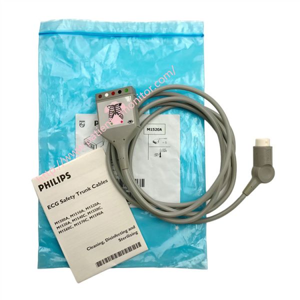 Philipph M1520A ECG 5-Lead Safety Trunk Cable 12pin PN 989803103941 Not Manufactured With Natural Rubber Latex Original