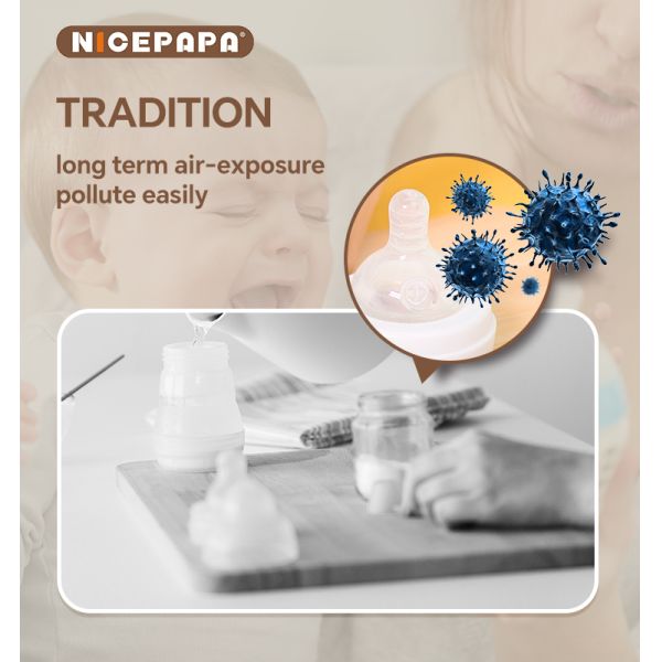 Флакончик для молока для детей из мягкого силиконового крана с естественным ответом (код S с круглым отверстием)