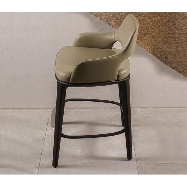 Nordic Style Fashion Creative Leather High Dining Chair Solid Wood Bar Stools
