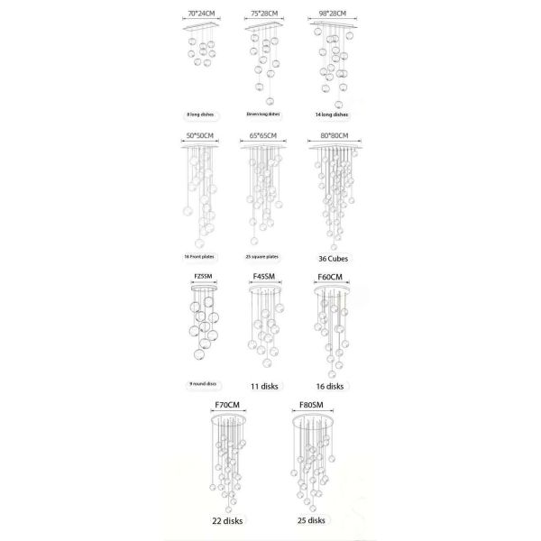 Stair Long Glass Ball Hanging Lamp LED Ceiling Light Creative Home Lighting Modern Chandelier