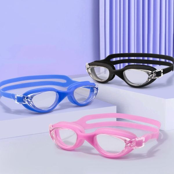 Fog Resistance Children Swimming Goggles With Rainbow Plating Lenses For Youth