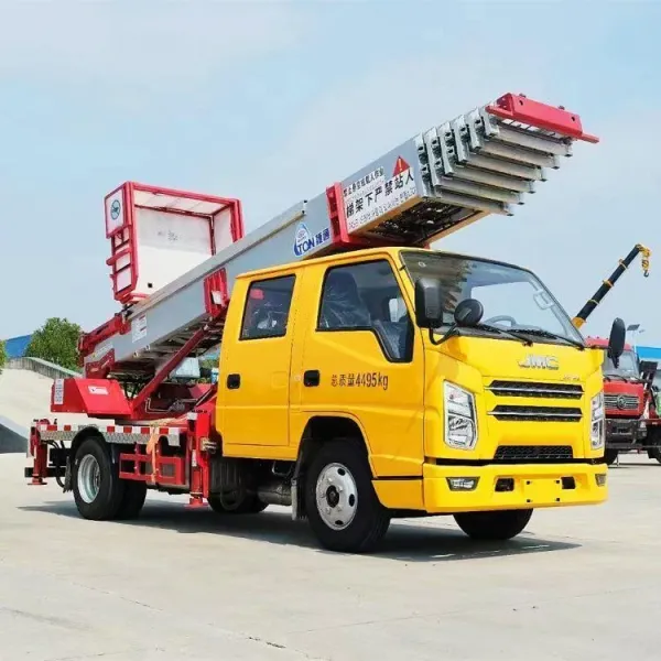 China Manufacturer Hydraulic Telescopic Boom Lift Ladders Elevator Truck 32m 36m 45m 65m Aerial Bucket Ladder Lift Truck Construction Lifter Truck